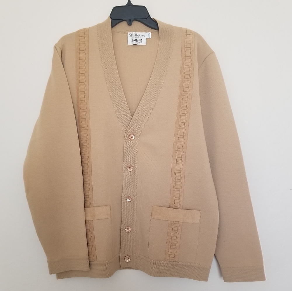 St Croix Cardigan Sweater Zephyr Wool Tan